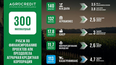 Более 415 млрд тенге направлено на финансирование АПК в Казахстане